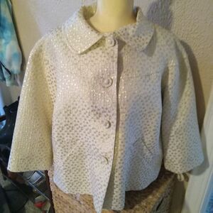 Woman's Dress Blazer. Sz 1x. Winter white/Gold Accents